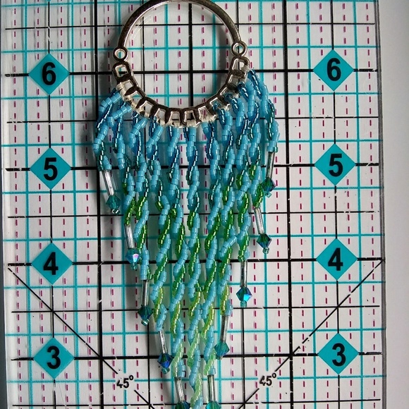 Beaded Handmade Twisted Seas Long Hoop Earrings - Picture 5 of 8